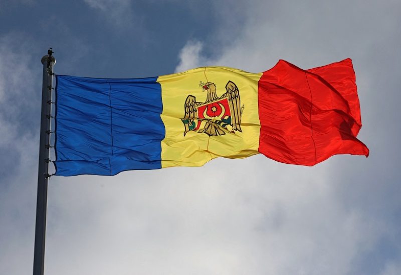 The Moldovan flag files during a ceremony marking the State Flag Day in Chisinau, Moldova April 27, 2023. REUTERS/Vladislav Culiomza