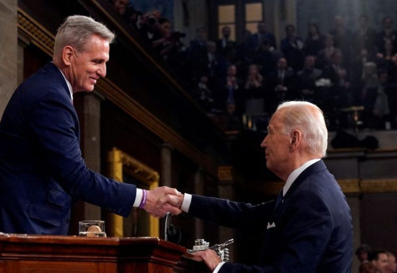 President Joe Biden shakes hands with House Speaker Kevin McCarthy of Calif., after the State of the Union address to a joint session of Congress at the Capitol, Tuesday, Feb. 7, 2023, in Washington