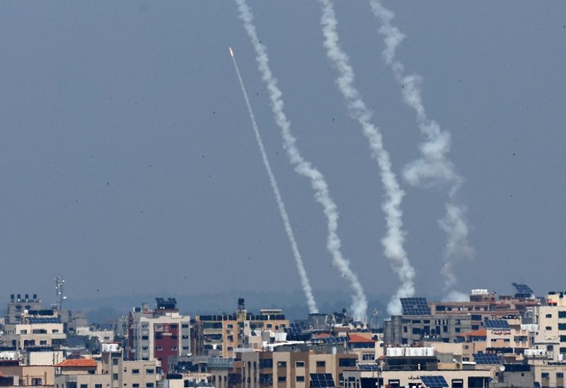 Rockets are fired from Gaza into Israel, in Gaza May 10, 2023. REUTERS/Mohammed Salem