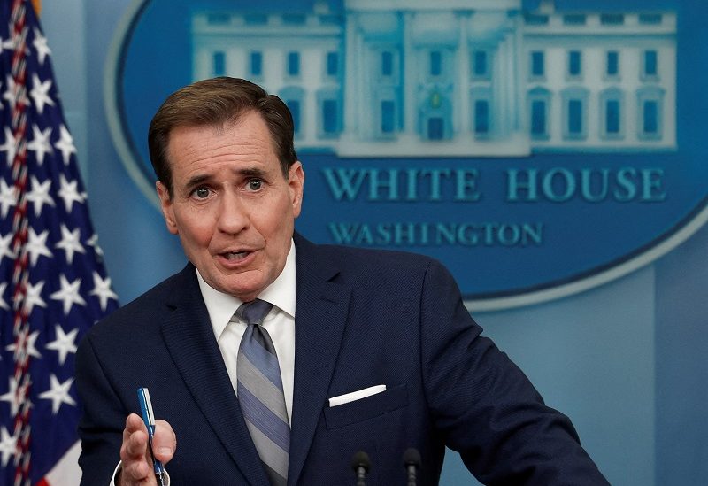 FILE PHOTO: John Kirby, NSC Coordinator for Strategic Communications, answers questions during the daily press briefing at the White House in Washington, U.S., April 10, 2023. REUTERS/Evelyn Hockstein/File Photo