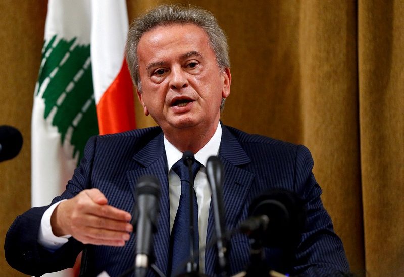 FILE PHOTO: Lebanon's Central Bank Governor Riad Salameh speaks during a news conference at Central Bank in Beirut, Lebanon, November 11, 2019. REUTERS/Mohamed Azakir//File Photo