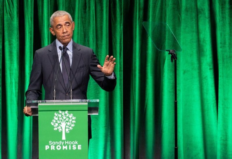 Former U.S. President Barack Obama speaks during the Sandy Hook Promise Benefit in New York City, U.S., December 6, 2022. REUTERS/David 'Dee' Delgado