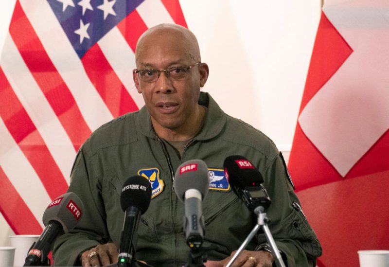Chief of Staff of the U.S. Air Force General Charles Q. Brown Jr. addresses the media during a news conference at a Swiss airbase in Payerne, Switzerland March 15, 2022. REUTERS