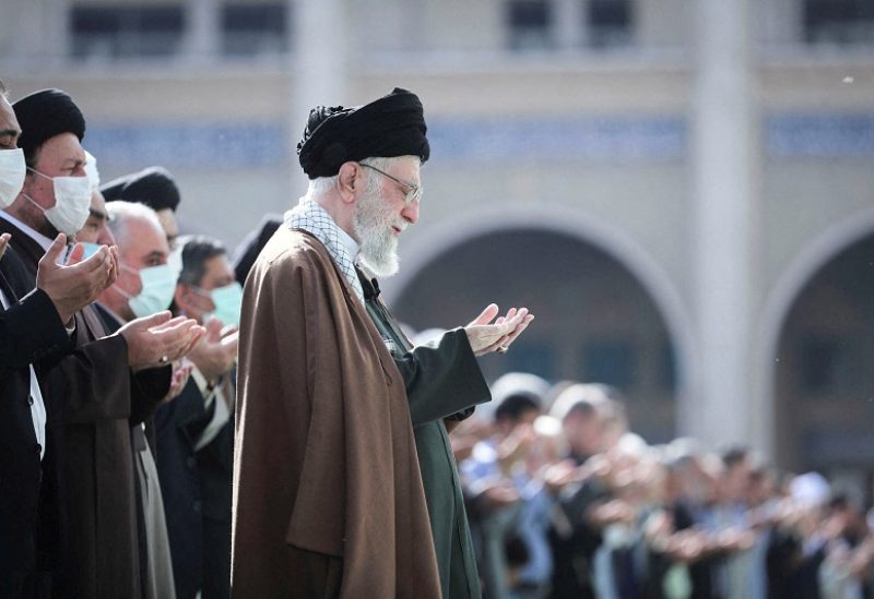 FILE PHOTO: Iran's Supreme Leader Ayatollah Ali Khamenei attends Eid al-Fitr prayer marking the end of the holy fasting month of Ramadan in Tehran, Iran April 22, 2023. Office of the Iranian Supreme Leader/WANA (West Asia News Agency) via REUTERS ATTENTION EDITORS - THIS IMAGE HAS BEEN SUPPLIED BY A THIRD PARTY./File Photo