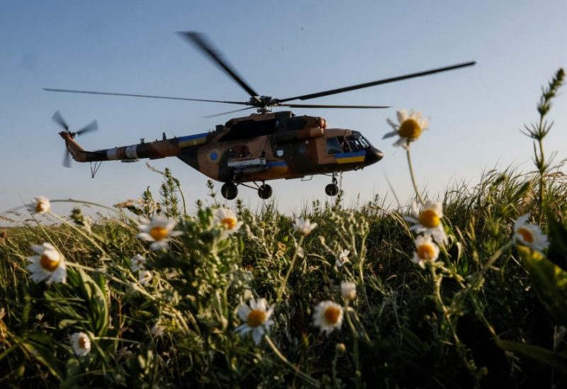 A Ukrainian military helicopter takes off to carry out a mission, amid Russia's attack on Ukraine, during military drills in the north of Ukraine, June 1, 2023. REUTERS/Gleb Garanich