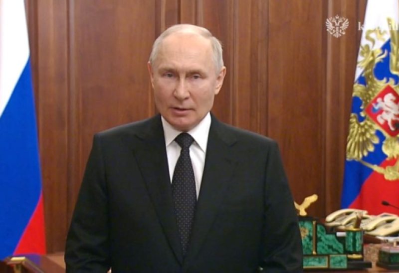 Russian President Vladimir Putin gives an emergency televised address in Moscow, Russia, June 24, 2023, in this still image taken from a video. Kremlin.ru/Handout via REUTERS