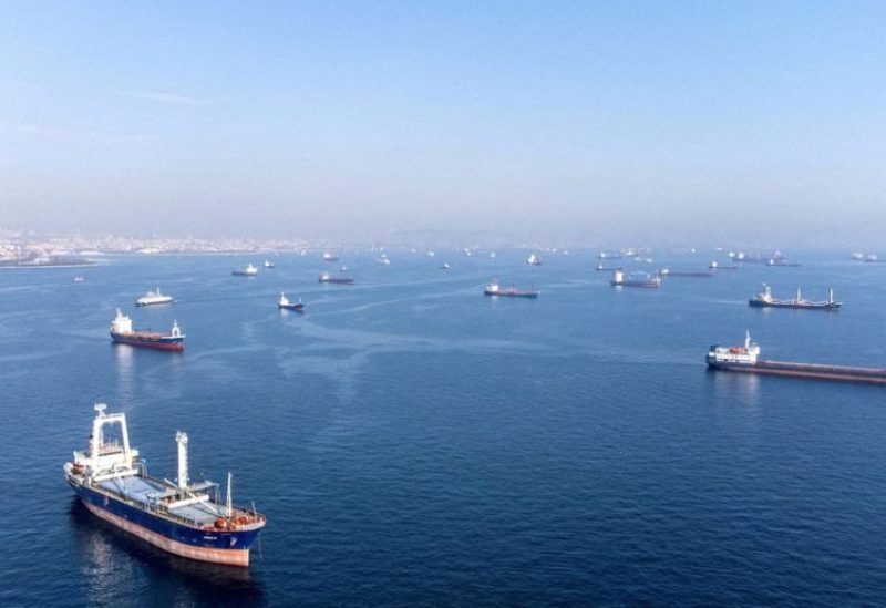 Commercial vessels including vessels which are part of Black Sea grain deal wait to pass the Bosphorus