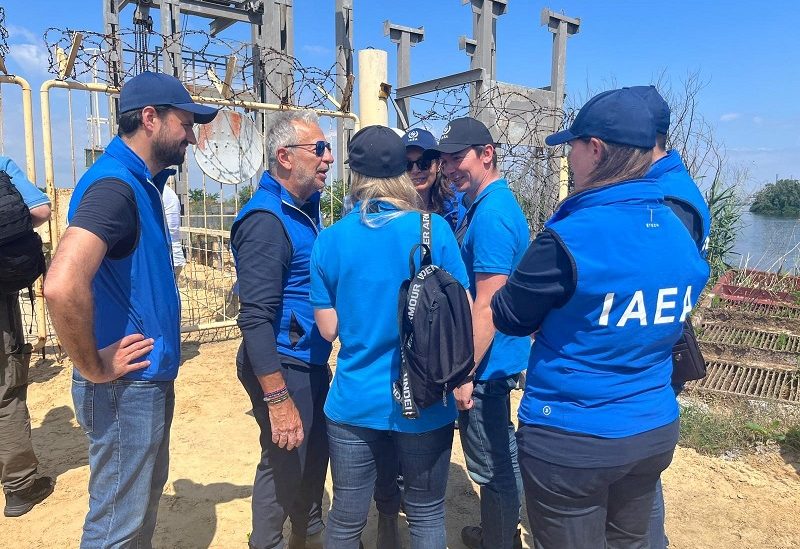 Members of the International Atomic Energy Agency (IAEA) expert mission visit the Zaporizhzhia Nuclear Power Plant and its surrounding area in the course of Russia-Ukraine conflict near Enerhodar in the Zaporizhzhia region, Russian-controlled Ukraine, June 15, 2023. International Atomic Energy Agency/Handout via REUTERS ATTENTION EDITORS - THIS IMAGE WAS PROVIDED BY A THIRD PARTY. NO RESALES. NO ARCHIVES. MANDATORY CREDIT.