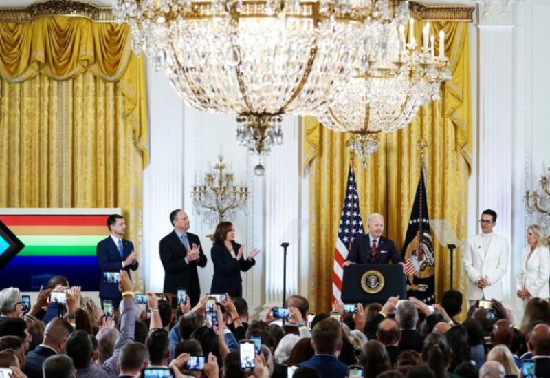 U.S. President Joe Biden delivers remarks in celebration of Pride Month in the East Room of the White House in Washington, U.S. June 15, 2022. REUTERS
