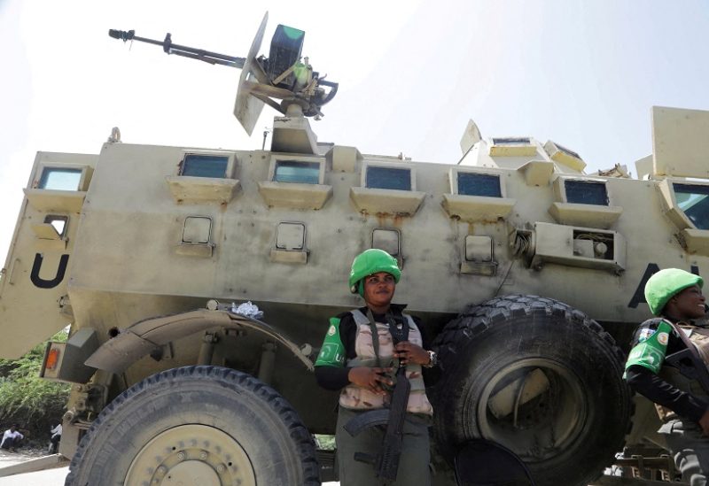 FILE PHOTO: African union peacekeepers provide security during the Somali presidential elections, in Mogadishu, Somalia. May 15, 2022. REUTERS/Feisal Omar/File Photo