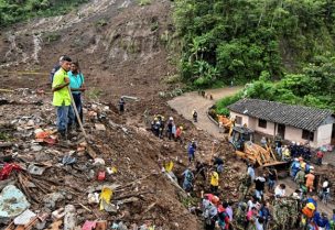 This representational picture shows people searching for victims after a landslide in Rosas, Valle del Cauca department, in southwestern Colombia, on Sunday, 22 April 2019. — AFP
