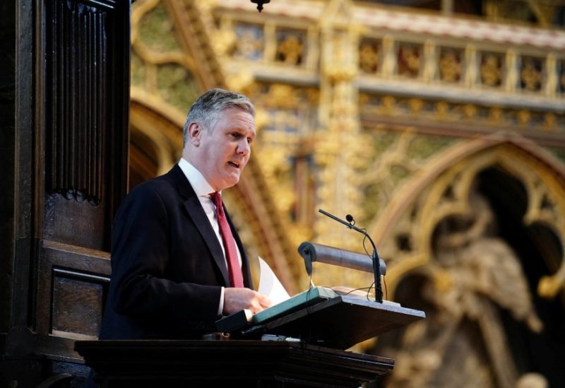 British Labour Party leader Sir Keir Starmer speaking at the NHS anniversary ceremony at Westminster Abbey, London, Britain, as part of the health service's 75th anniversary celebrations. Picture date: Wednesday July 5, 2023. Jordan Pettitt/Pool via REUTERS/File Photo