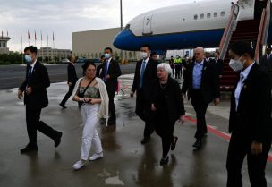 U.S. Treasury Secretary Janet Yellen arrives at Beijing Capital International Airport in Beijing, China on July 6, 2023. Pedro Pardo/Pool via REUTERS