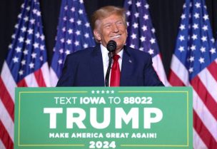 Former U.S. President and Republican presidential candidate Donald Trump speaks at a campaign event in Council Bluffs, Iowa, U.S., July 7, 2023. REUTERS/Scott Morgan/File Photo
