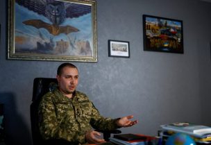 Major General Kyrylo Budanov, chief of the Military Intelligence of Ukraine, speaks during an interview with Reuters, amid Russia's attack on Ukraine, in Kyiv, Ukraine July 6, 2023. REUTERS/Valentyn Ogirenko/File Photo
