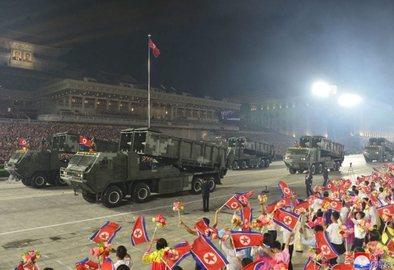 A view of missiles displayed during a military parade to commemorate the 70th anniversary of the Korean War armistice in Pyongyang, North Korea, July 27, 2023, in this image released by North Korea's Korean Central News Agency. KCNA via REUTERS