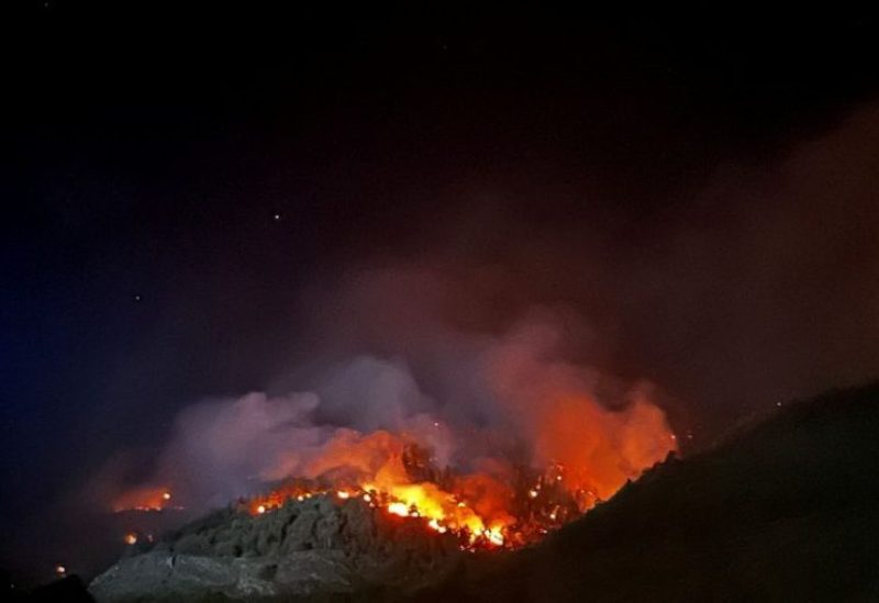 Wildfire spreads in Bitsch, Valais, Switzerland, July 17, 2023. Switzerland Valais Police/Handout via REUTERS