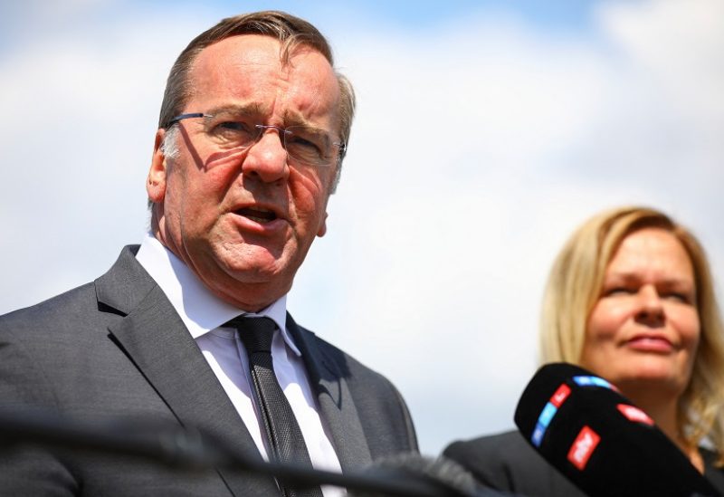 German Defence Minister Boris Pistorius gives a press statement with Interior Minister Nancy Faeser, after the weekly cabinet meeting, in Berlin, July 13, 2023. REUTERS/Nadja Wohlleben