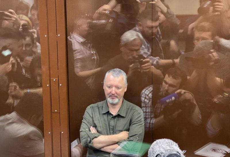 Russian nationalist Kremlin critic and former military commander Igor Girkin, also known as Igor Strelkov, who is charged with inciting extremist activity, sits behind a glass wall of an enclosure for defendants during a court hearing in Moscow, Russia, July 21, 2023. REUTERS