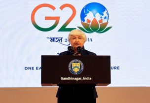 U.S. Treasury Secretary Janet Yellen addresses a news conference during a G20 finance ministers' and Central Bank governors' meeting at Gandhinagar, India, July 16, 2023. REUTERS