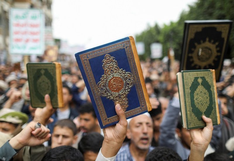 People demonstrate against the desecration of the Koran in Denmark, in Sanaa, Yemen July 24, 2023. REUTERS/Khaled Abdullah