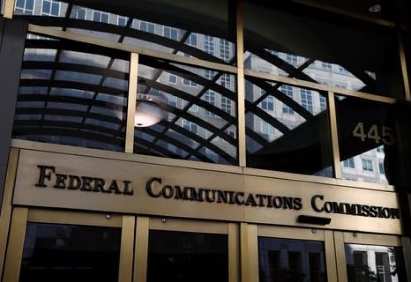 Signage is seen at the headquarters of the Federal Communications Commission in Washington, D.C., U.S., August 29, 2020. REUTERS/Andrew Kelly/File Photo