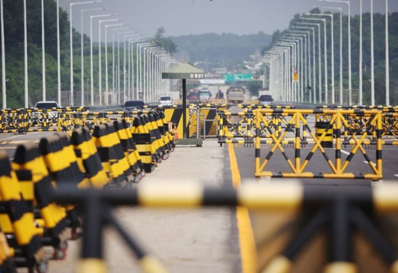 A general view of the Grand Unification Bridge which leads to the truce village Panmunjom, just south of the demilitarized zone separating the two Koreas, in Paju, July 19, 2023. REUTERS