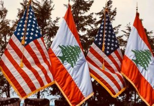 The US and Lebanese flags