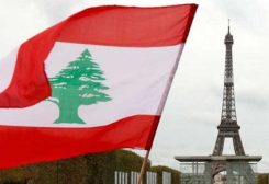 The flag of Lebanon in the French capital, Paris