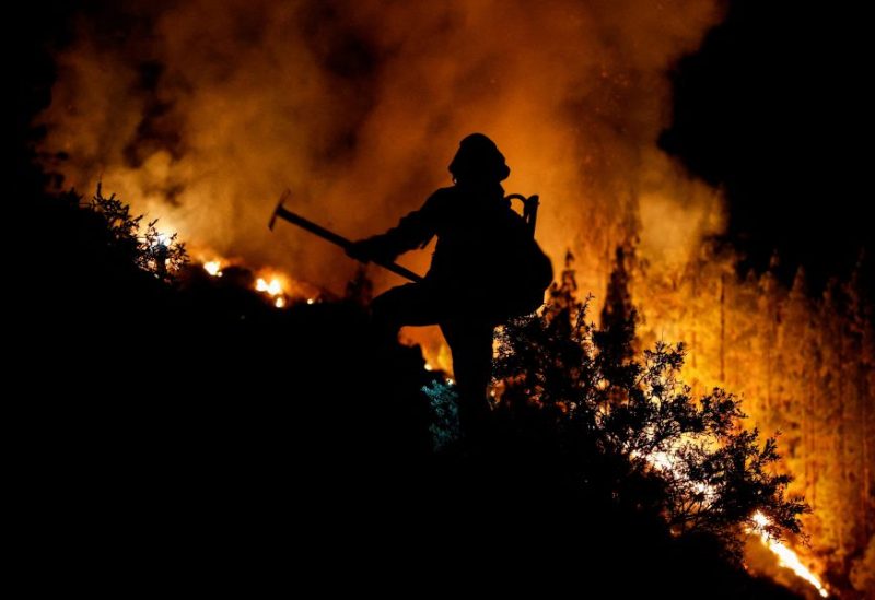 EIRIF forest firefighters work during the extinction of the forest fire in Arafo on the island of Tenerife, Canary Islands, Spain August 16, 2023. REUTERS/Borja Suarez