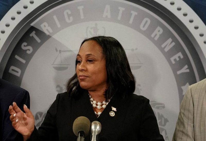 Fulton County District Attorney Fani Willis speaks to the media after a Grand Jury brought back indictments against former president Donald Trump and 18 of his allies in their attempt to overturn the state's 2020 election results, in Atlanta, Georgia, U.S. August 14, 2023. REUTERS/Elijah Nouvelage/File Photo