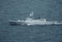 A handout image shows Russian corvette Boikiy at sea, on an undisclosed date. Britain's Royal Navy said in a statement on August 31 that its warships and patrol aircraft tracked a series of Russian vessels close to its waters in what it called "a concerted monitoring operation". Royal Navy/Handout via REUTERS