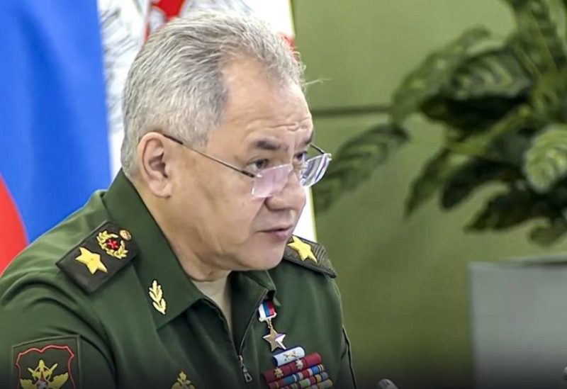 In this photo taken from video released by Russian Defense Ministry Press Service on Monday, July 31, 2023, Russian Defense Minister Sergei Shoigu speaks at the National Defense Control Center of the Russian Federation during a videoconference with the leadership of the Russian Armed Forces in Moscow, Russia. (Russian Defense Ministry Press Service via AP)