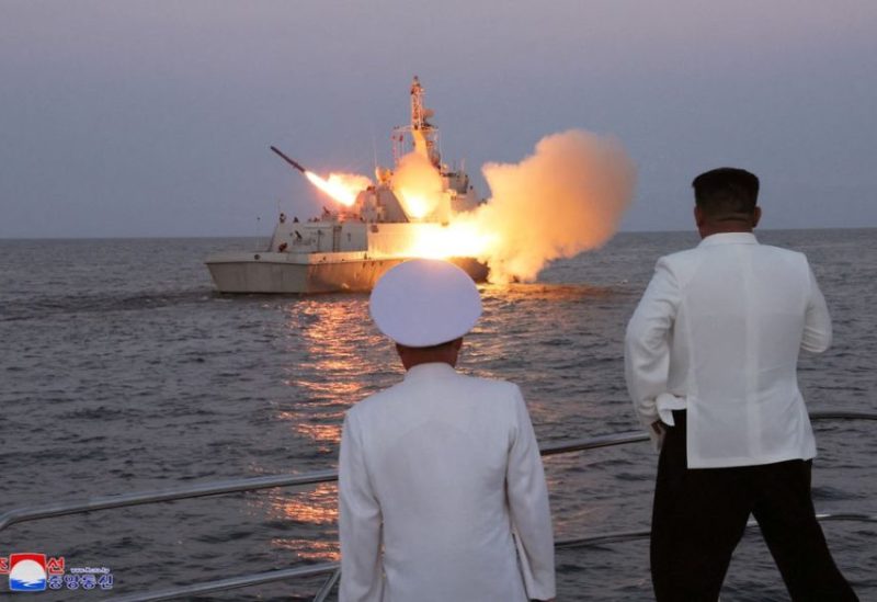 North Korean leader Kim Jong Un oversees a strategic cruise missile test aboard a navy warship in this undated photo released by North Korea's Korean Central News Agency (KCNA) on August 21, 2023. KCNA via REUTERS