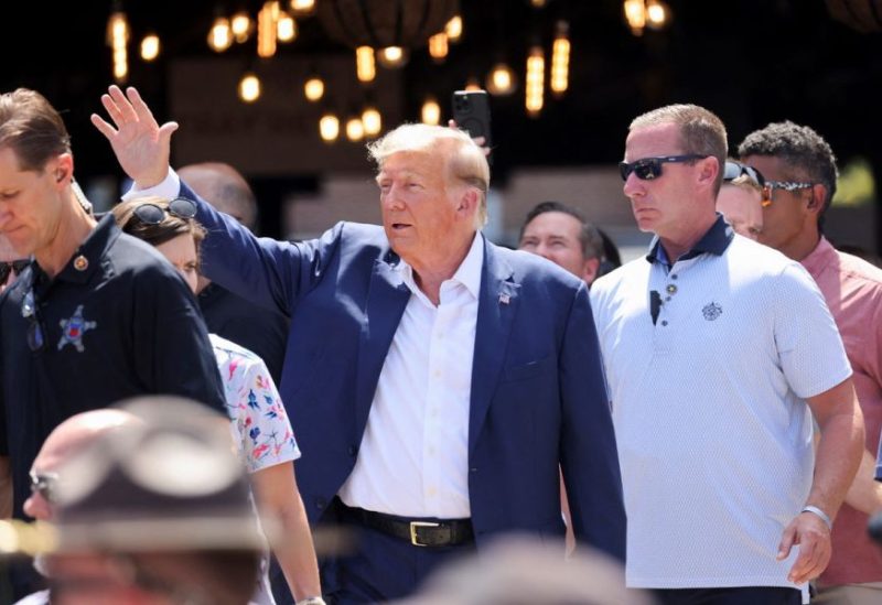 Republican presidential candidate and former U.S. President Donald Trump campaigns at the Iowa State Fair in Des Moines, Iowa, U.S. August 12, 2023. REUTERS