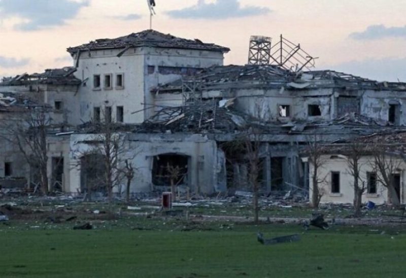 A damaged mansion is shown following an overnight Iranian missile attack in Erbil, the capital of the northern Iraqi Kurdish autonomous region, on March 13, 2022. (AFP)