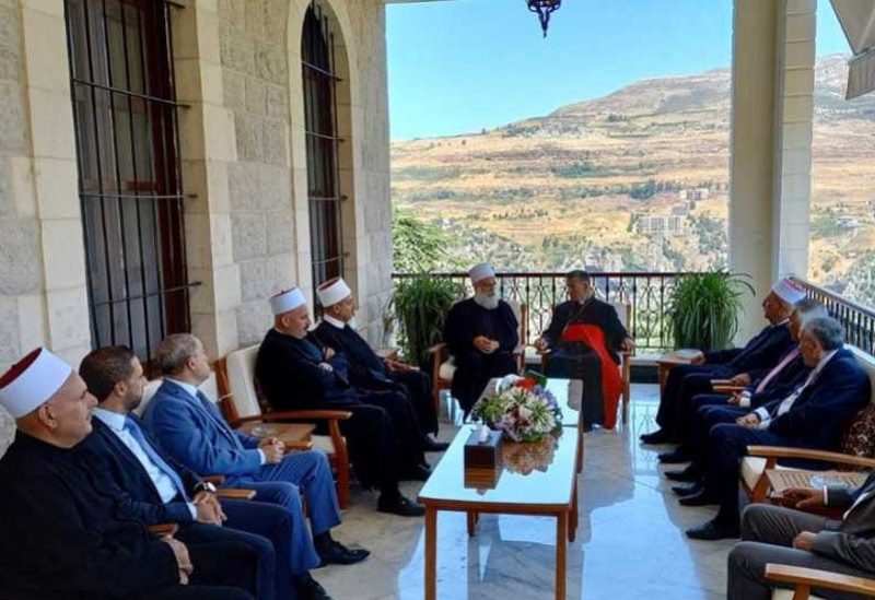 Patriarch Rai during the reception by the Druze sect spiritual leader Sheikh Sami Abi Al Mouna.