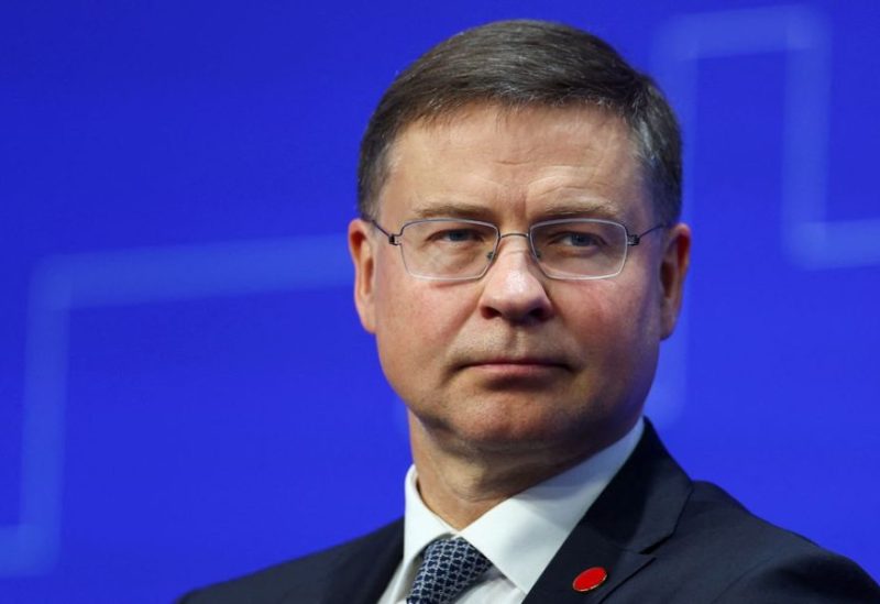 Valdis Dombrovskis, European Commissioner for Trade and Executive Vice President of the European Commission for An Economy that Works for People, attends the Ukraine Recovery Conference in London, Britain June 21, 2023. REUTERS