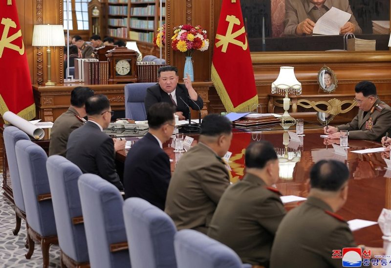 North Korean leader Kim Jong Un attends the 7th enlarged meeting of the 8th Central Military Commission of the Workers' Party of Korea at the headquarters building of the Central Committee of the Workers' Party of Korea in Pyongyang, North Korea, August 9, 2023. KCNA via REUTERS ATTENTION EDITORS - THIS IMAGE WAS PROVIDED BY A THIRD PARTY. REUTERS IS UNABLE TO INDEPENDENTLY VERIFY THIS IMAGE. NO THIRD PARTY SALES. SOUTH KOREA OUT. NO COMMERCIAL OR EDITORIAL SALES IN SOUTH KOREA.