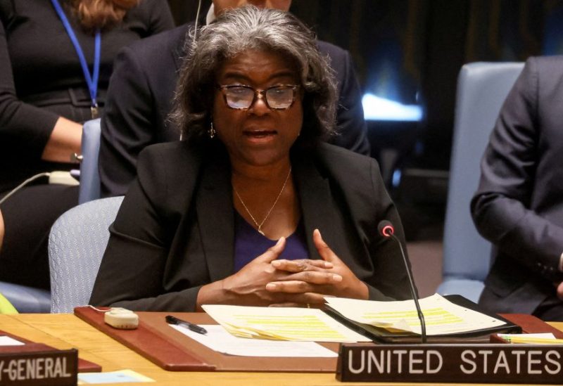 U.S. Ambassador to the United Nations Linda Thomas-Greenfield addresses a U.N. Security Council meeting at the U.N. headquarters in New York City, U.S., July 17, 2023. REUTERS/Brendan McDermid/File Photo