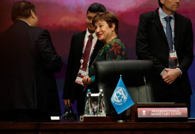 Managing Director of the International Monetary Fund (IMF) Kristalina Georgieva reacts as she talks with Indonesia's Coordinating Minister for Economic Affairs Airlangga Hartarto, while attending the plenary session of the 43rd ASEAN Summit in Jakarta, Indonesia, September 5, 2023. REUTERS/Willy Kurniawan/Pool