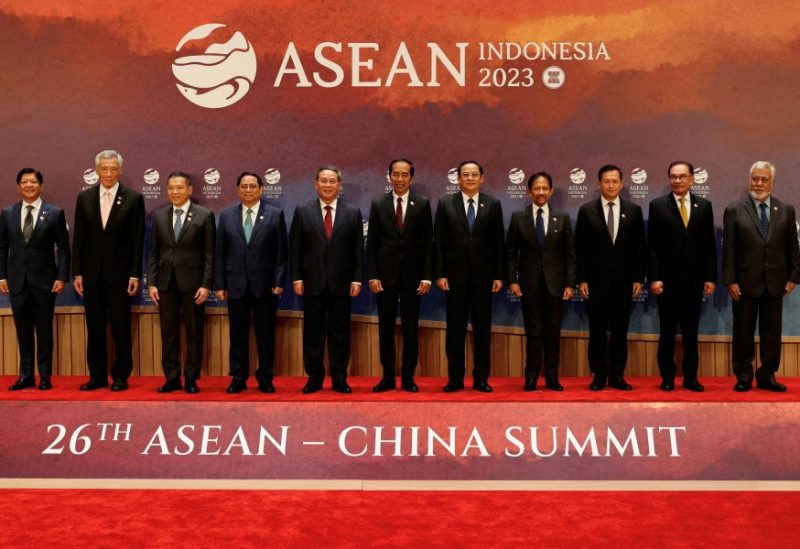 Philippines President Ferdinand "Bongbong" Marcos Jr., Singapore's Prime Minister Lee Hsien Loong, Thailand's Permanent Secretary of the Ministry of Foreign Affairs Sarun Charoensuwan, Vietnam's Prime Minister Pham Minh Chinh, Chinese Premier Li Qiang, Indonesian President Joko Widodo, Laos' Prime Minister Sonexay Siphandone, Brunei's Sultan Hassanal Bolkiah, Cambodia's Prime Minister Hun Manet, Malaysian Prime Minister Anwar Ibrahim, and East Timor's Prime Minister Xanana Gusmao pose for a family photo before the start of the ASEAN-China Summit in Jakarta, Indonesia, September 6, 2023. REUTERS/Willy Kurniawan/Pool