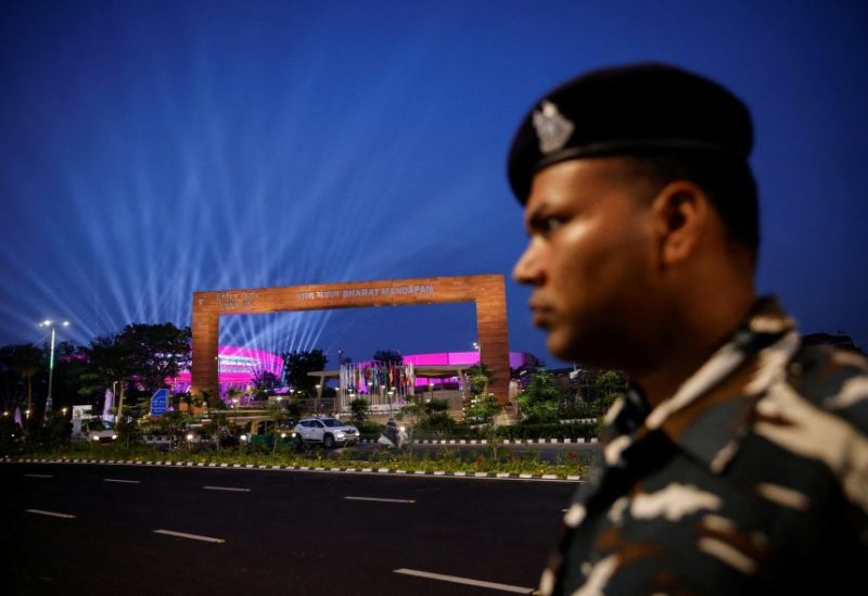 ]A security officer stands guard in front of 'Bharat Mandapam' the main venue of the G20 Summit in New Delhi, India, September 5, 2023. REUTERS/Adnan Abidi/File Photo