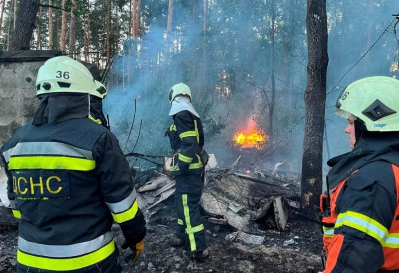 Firefighters work at a site which was hit during Russia's missile attacks, amid Russia's attack on Ukraine, near Kyiv, Ukraine September 6, 2023. Press service of the State Emergency Service of Ukraine/Handout via REUTERS