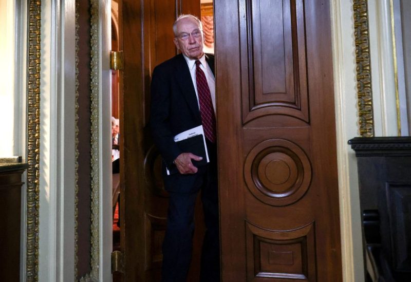U.S. Senator Chuck Grassley (R-IA) leaves a Republican luncheon at the U.S. Capitol in Washington, U.S., June 1, 2023. REUTERS/Evelyn HocksteinFile photo