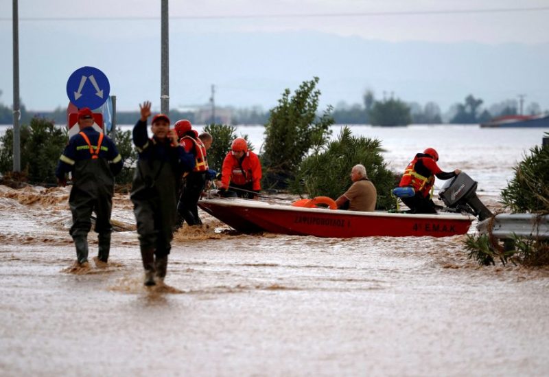 Rescue personnel operate during an evacuation from an area flooded due to the impact of storm Daniel, in Astritsa, Greece, September 7, 2023. REUTERS/Louisa Gouliamaki