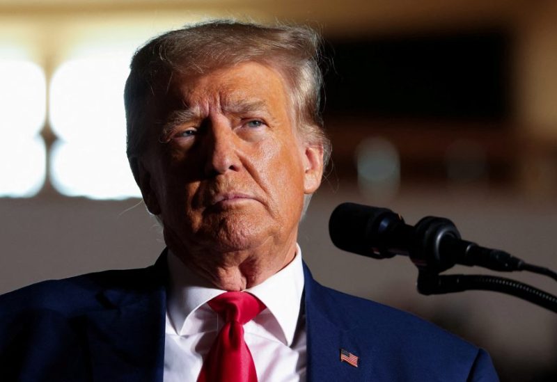 Former U.S. President and Republican presidential candidate Donald Trump reacts as he holds a campaign rally in Erie, Pennsylvania, U.S., July 29, 2023. REUTERS/Lindsay DeDario/File Photo