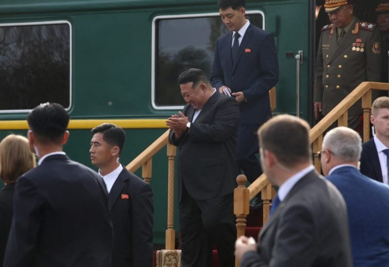 North Korean leader Kim Jong Un reacts during a welcoming ceremony upon his arrival at a railway station in the town of Artyom outside Vladivostok in the Primorsky region, Russia, September 16, 2023. Government of Russia's Primorsky Krai/Handout via REUTERS