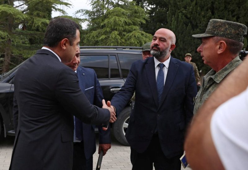 Davit Melkumyan, deputy of the National Assembly of the Nagorno-Karabakh, arrives in the Armenian delegation for talks after the breakaway region was forced into a ceasefire, in the town of Yevlakh, Azerbaijan September 21, 2023. REUTERS/Stringer