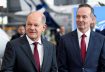 German Chancellor Olaf Scholz and Transport Minister Volker Wissing attend the third national aviation conference at Lufthansa Technik, in Hamburg, Germany, September 25, 2023. REUTERS